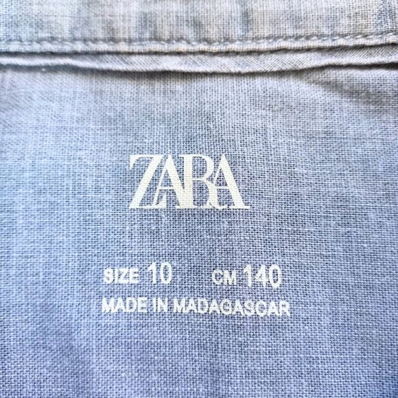ZARA Blue Chambray Button-Up Shirt - Size 10 (Kids 140 cm) - Picture 5 of 10